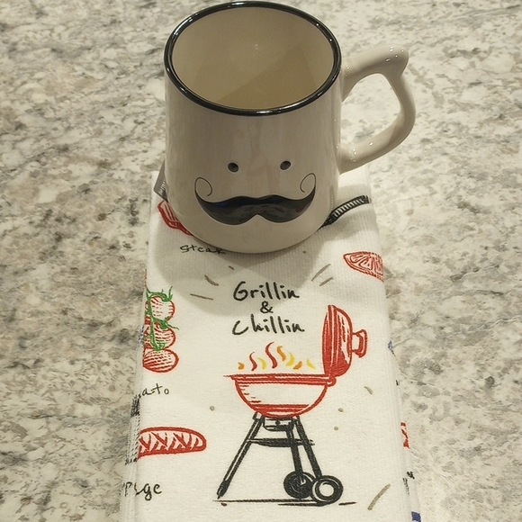 Mustache Mug with Grill Design Towel Set - Picture 1 of 2